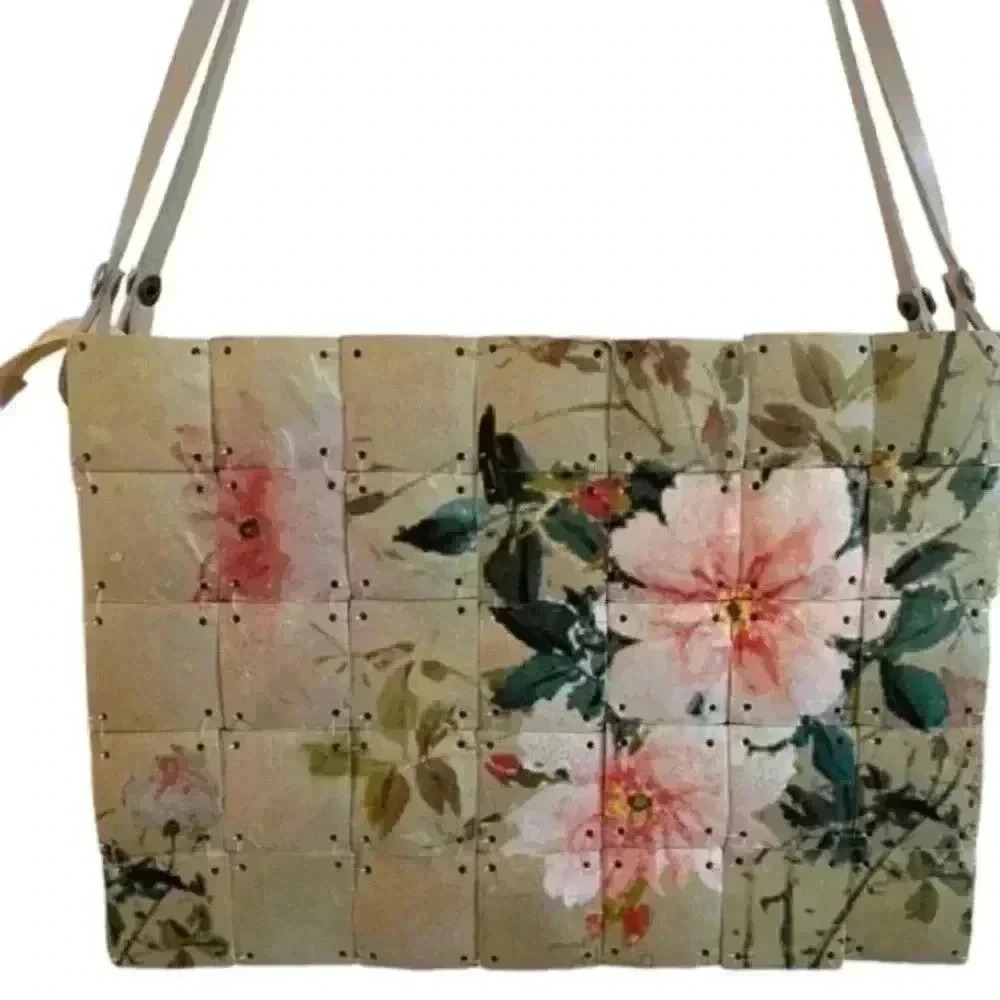 Barse Vintage Floral Tile Bag Satchel Purse NWOT